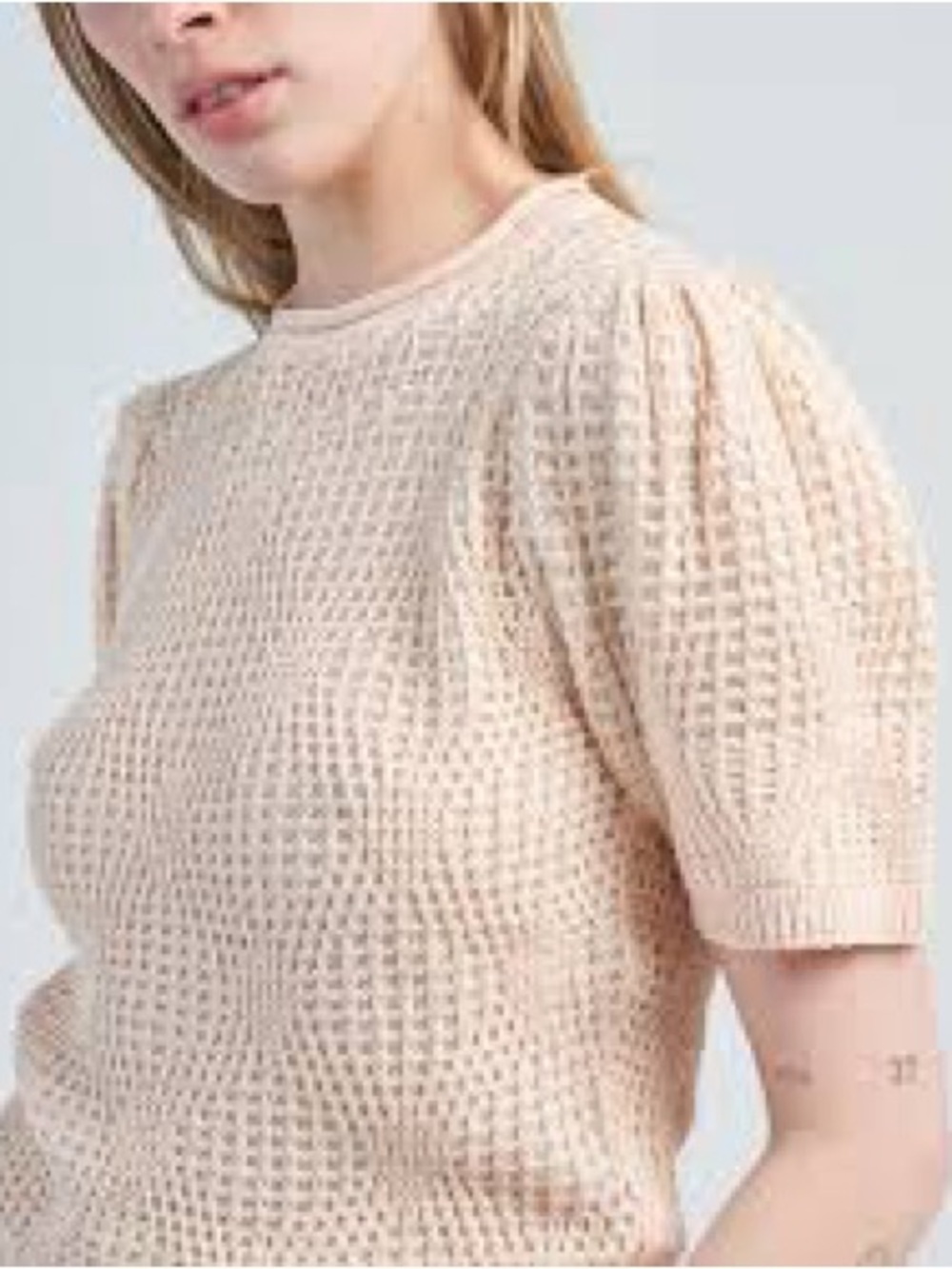 ULLA JOHNSON Capri Short-Sleeve Cropped Geo Knit Top Size small